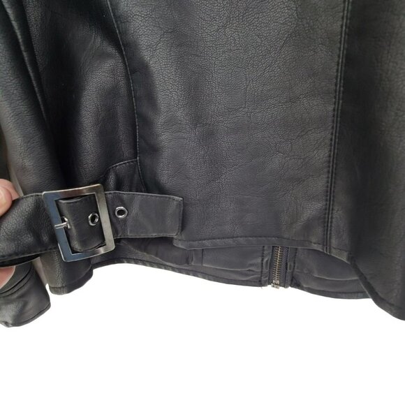 25.  Boutique Plus Black Faux Studded Zip Up Motorcycle Jacket Black Size 0X - Picture 7 of 12